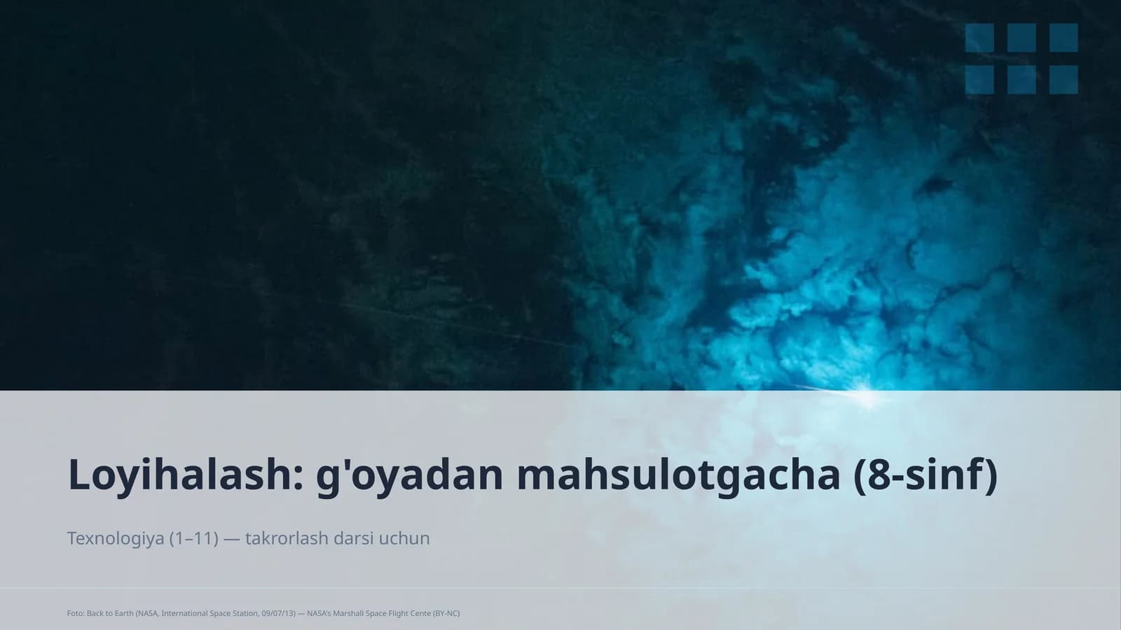Loyihalash: g'oyadan mahsulotgacha (8-sinf)