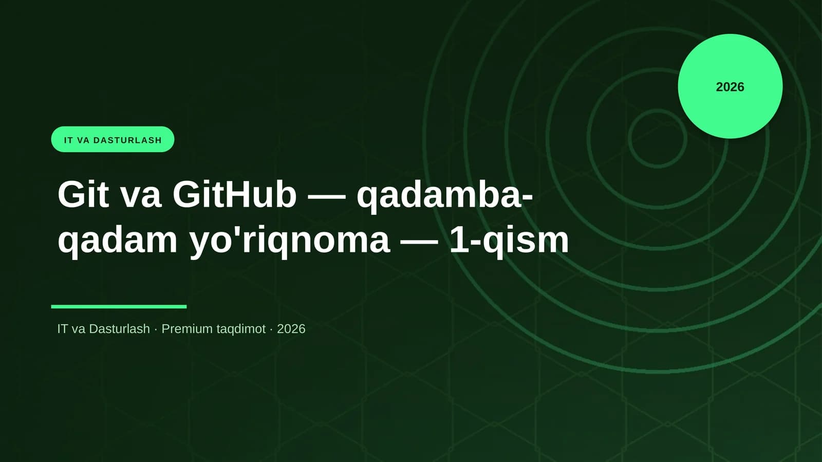 Git va GitHub — qadamba-qadam yo'riqnoma — 1-qism