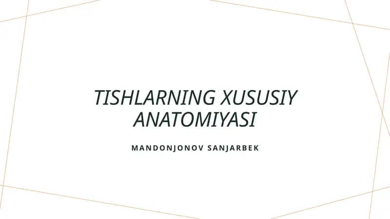 Tishlarning xususiy anatomiyasi