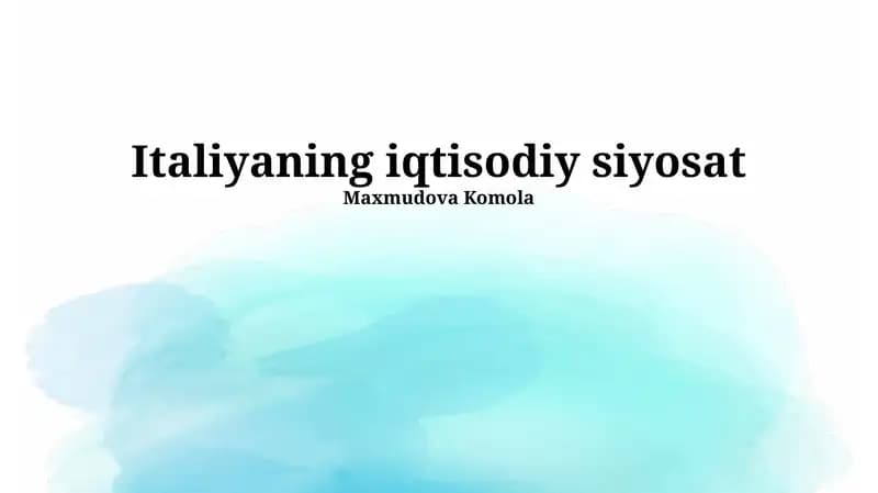 Italiyaning iqtisodiy siyosat