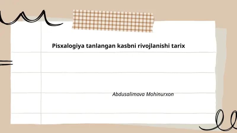 Kasb tanlash psixologiyasi tarixiy nazariyalar