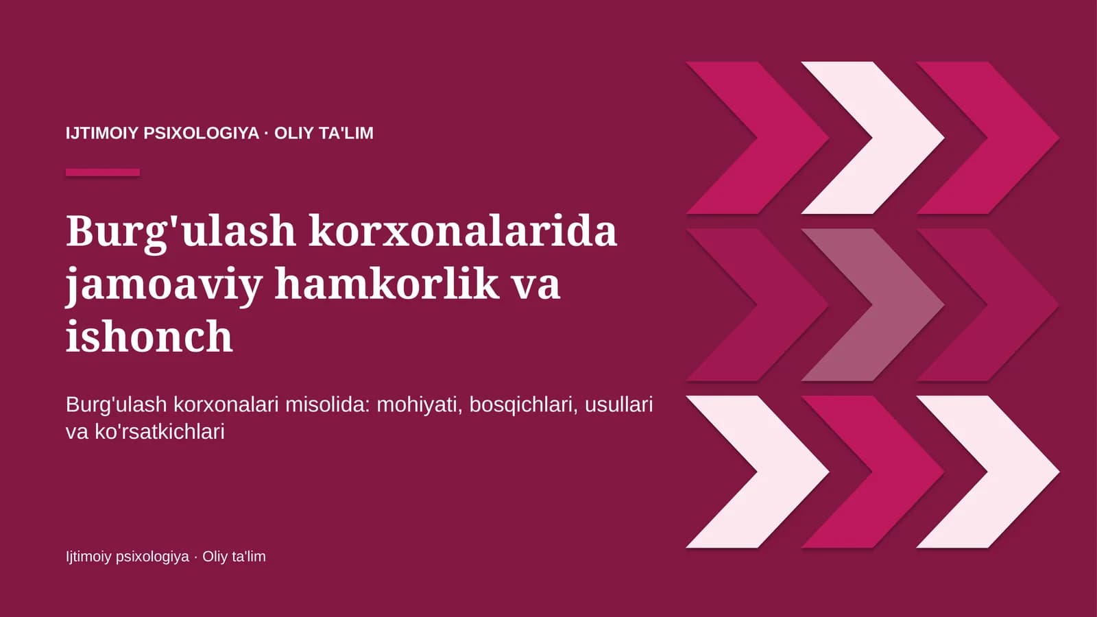 IJTIMOIY PSIXOLOGIYA · OLIY TA'LIM