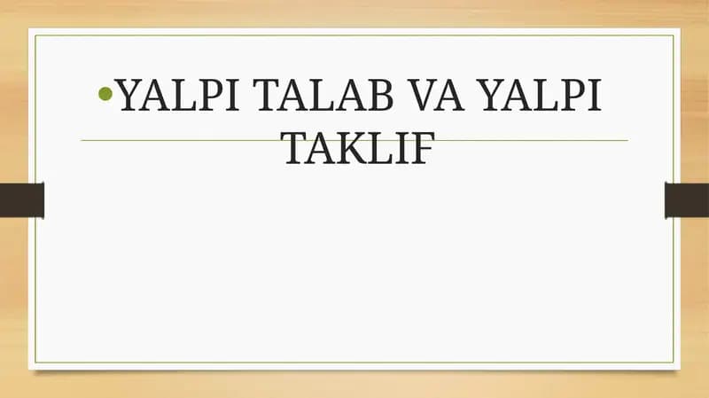 Yalpi Talab va Yalpi Taklif