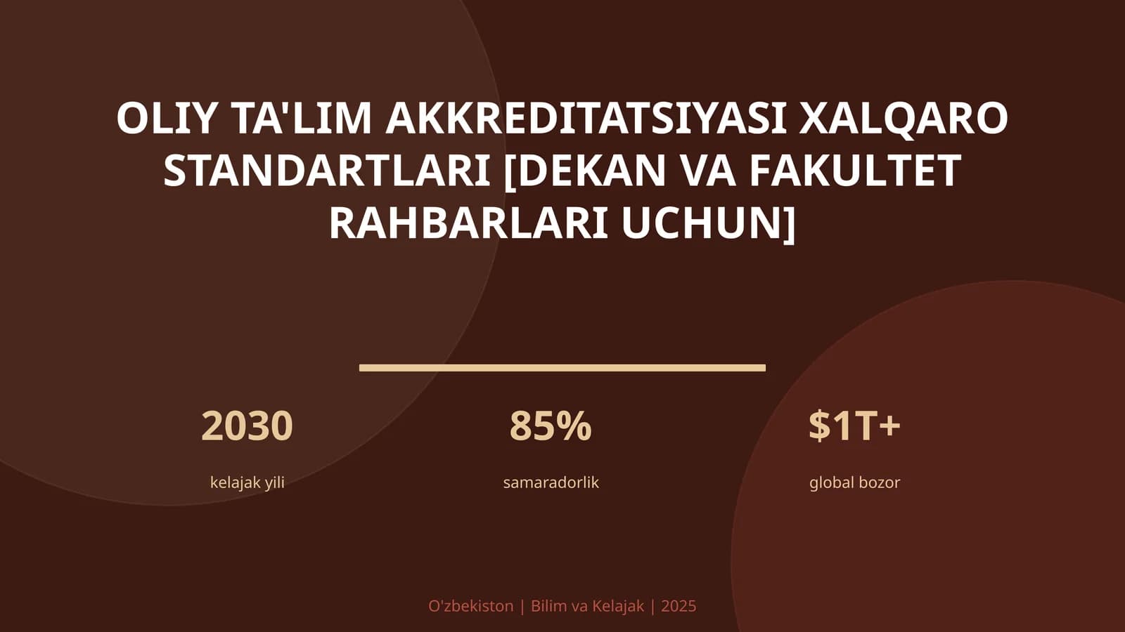 Oliy ta'lim akkreditatsiyasi xalqaro standartlari [dekan va fakultet rahbarlari uchun]