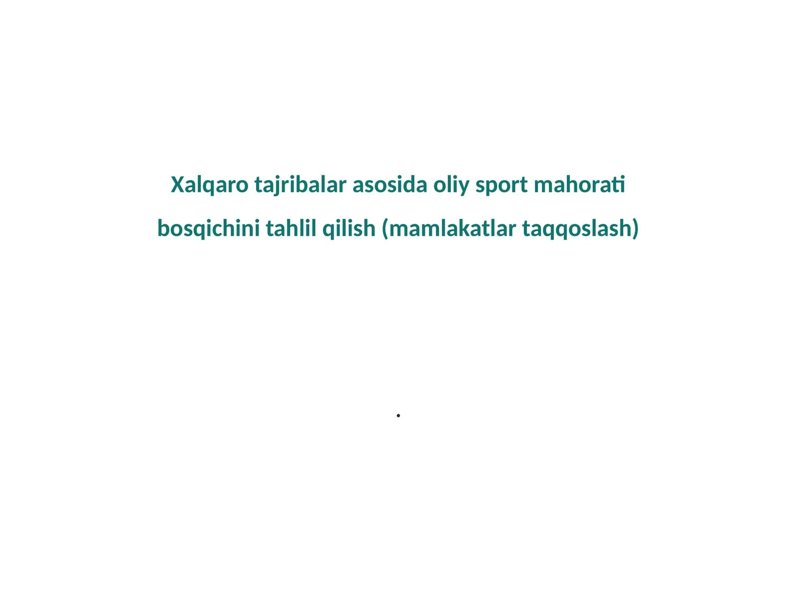 Oliy sport mahorati tahlili