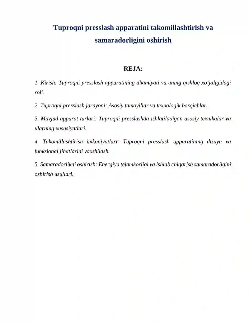 Tuproqni presslash apparati