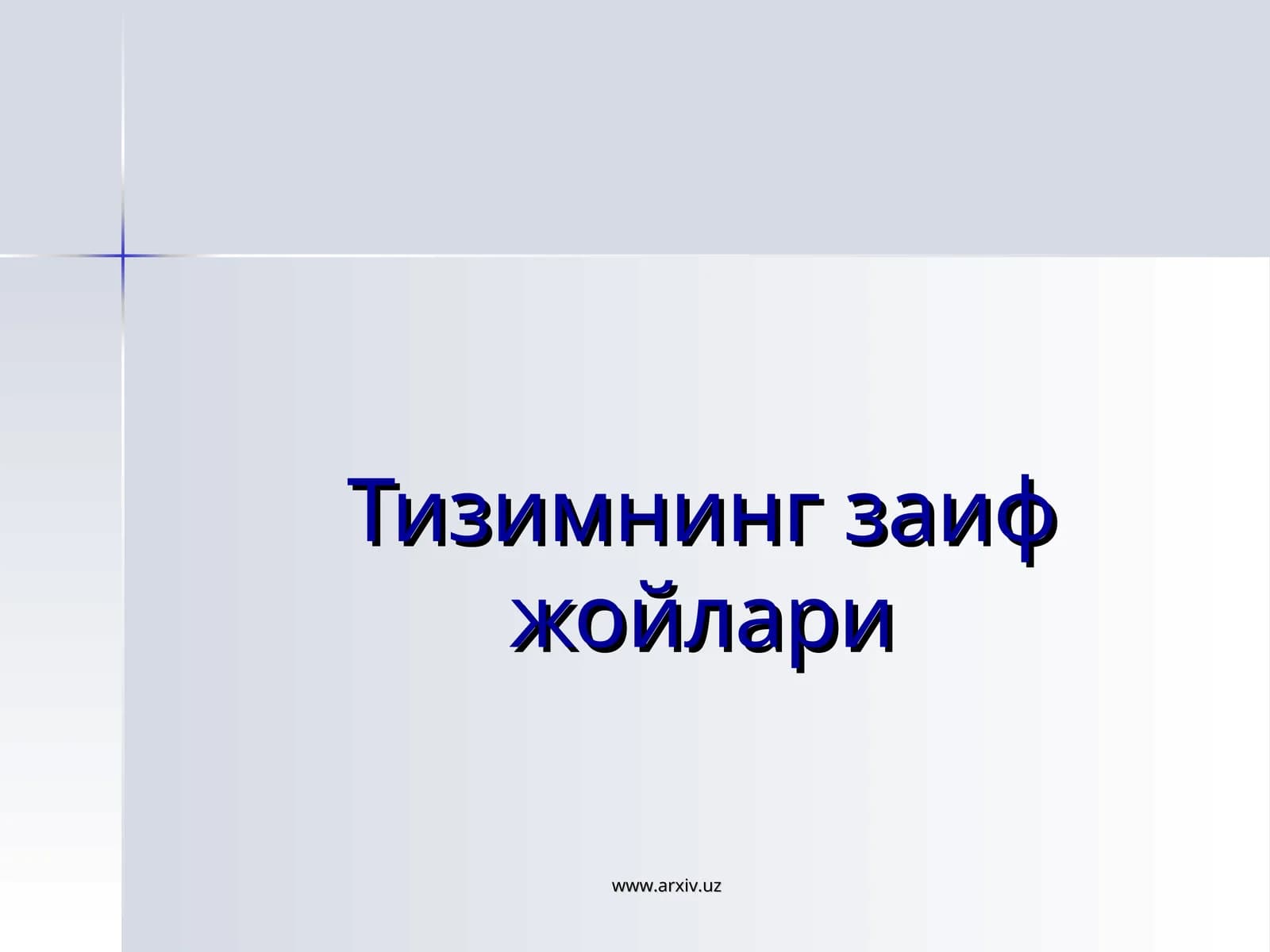 Тизимнинг заиф жойлари