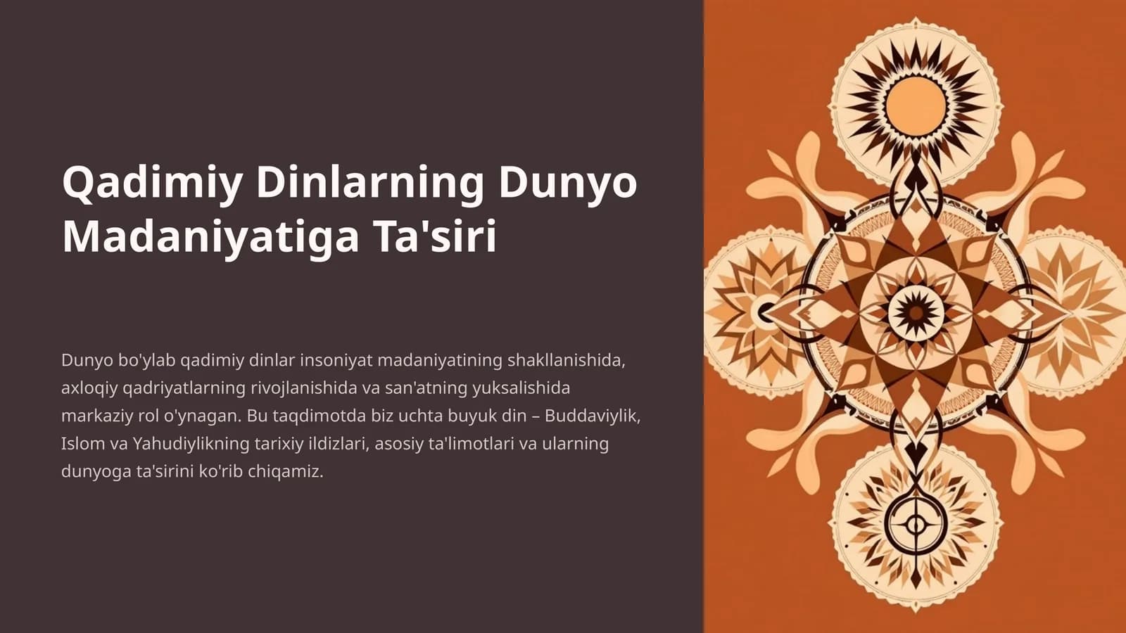 Qadimiy Dinlarning Dunyo Madaniyatiga Ta'siri