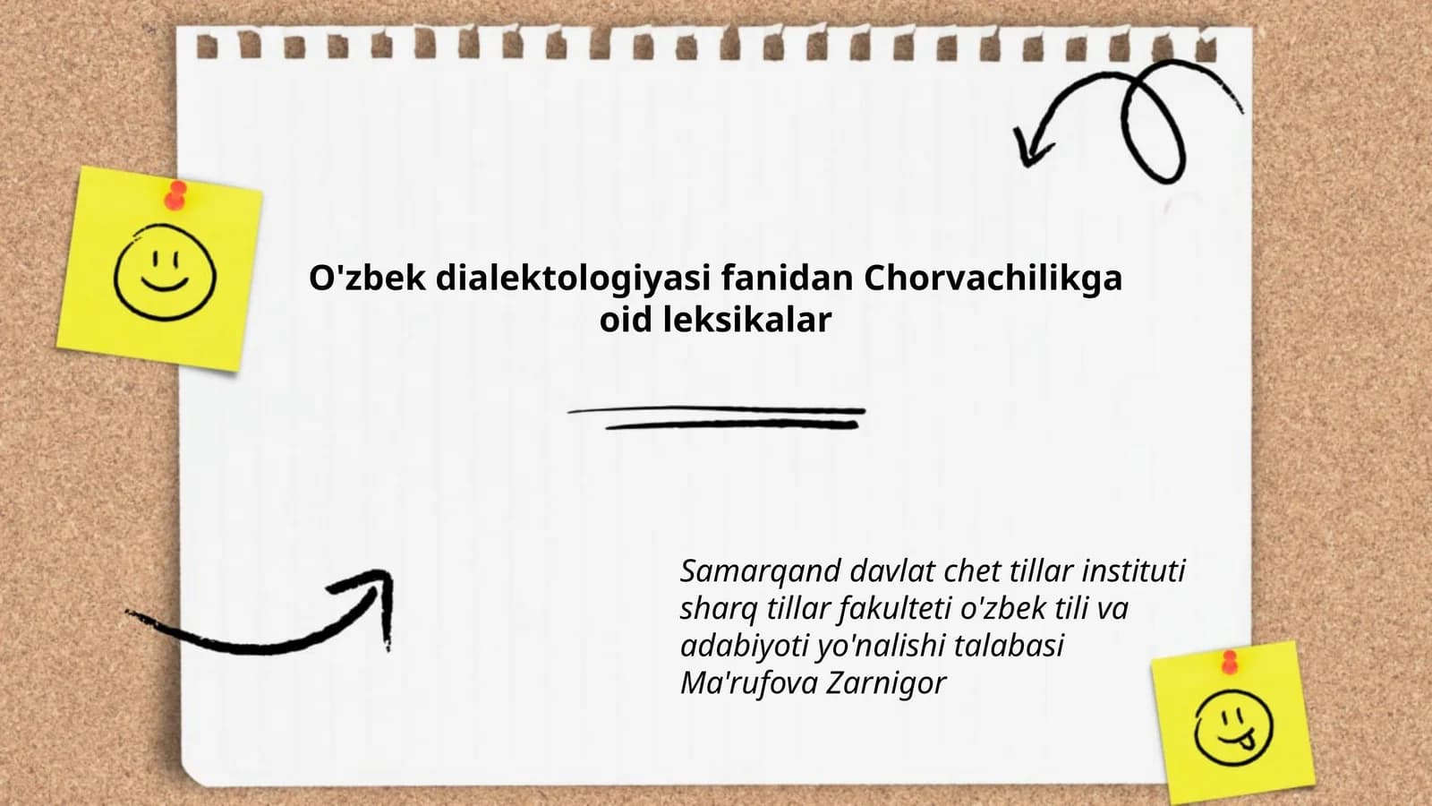 O'zbek dialektologiyasi fanidan Chorvachilikga oid leksikalar