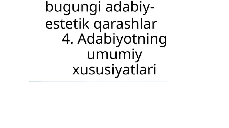 Bugungi adabiy-estetik qarashlar