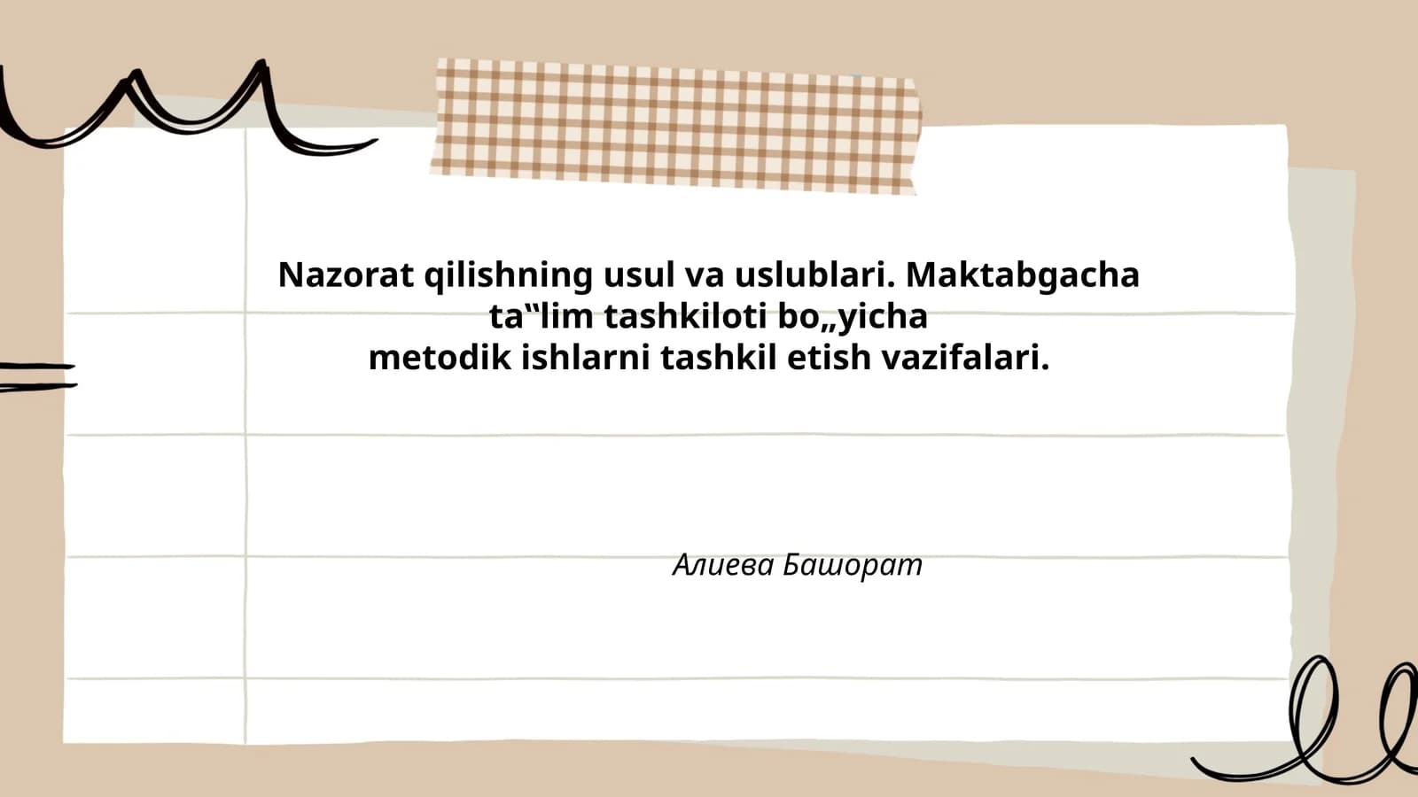 Nazorat qilishning usul va uslublari