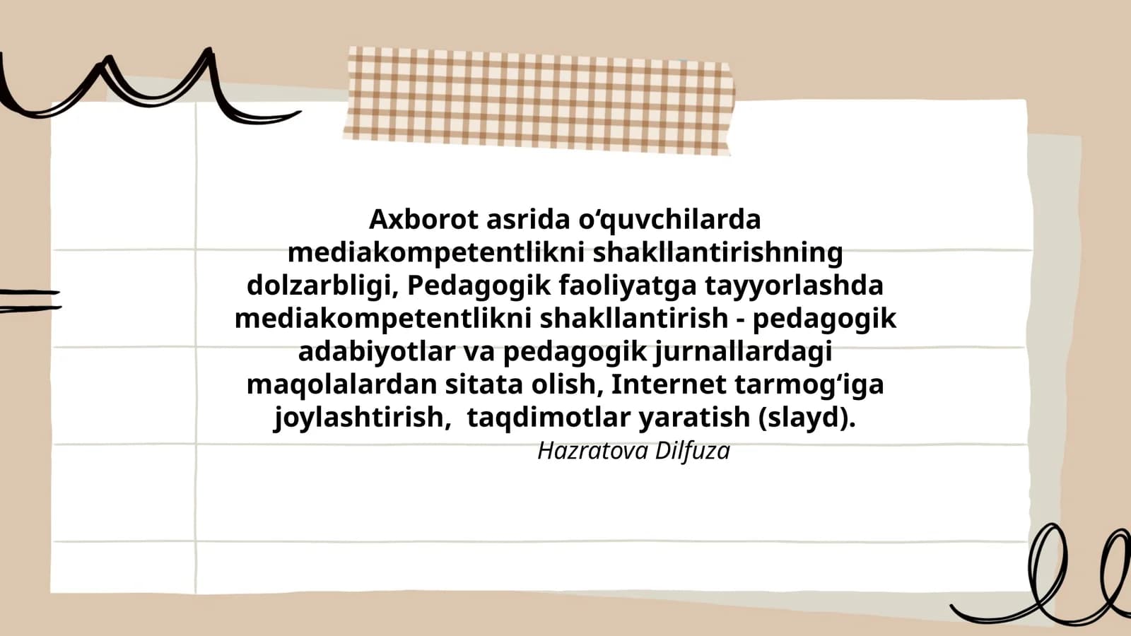 Mediakompetentlikni shakllantirish Pedagogik faoliyatga tayyorlashda