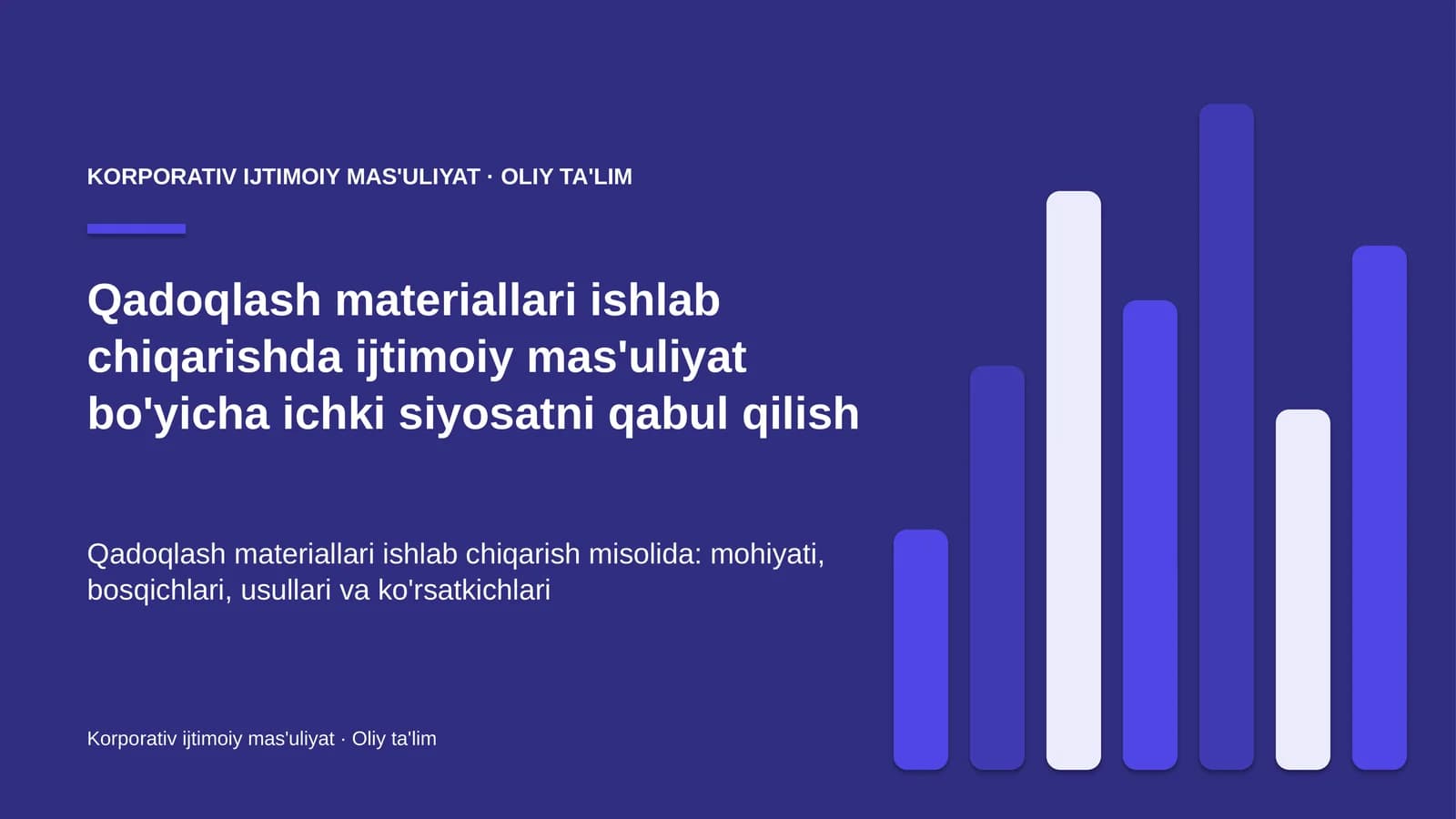 qadoqlash materiallari ishlab chiqarishda ijtimoiy mas'uliyat bo'yicha ichki siyosatni qabul qilish 7088