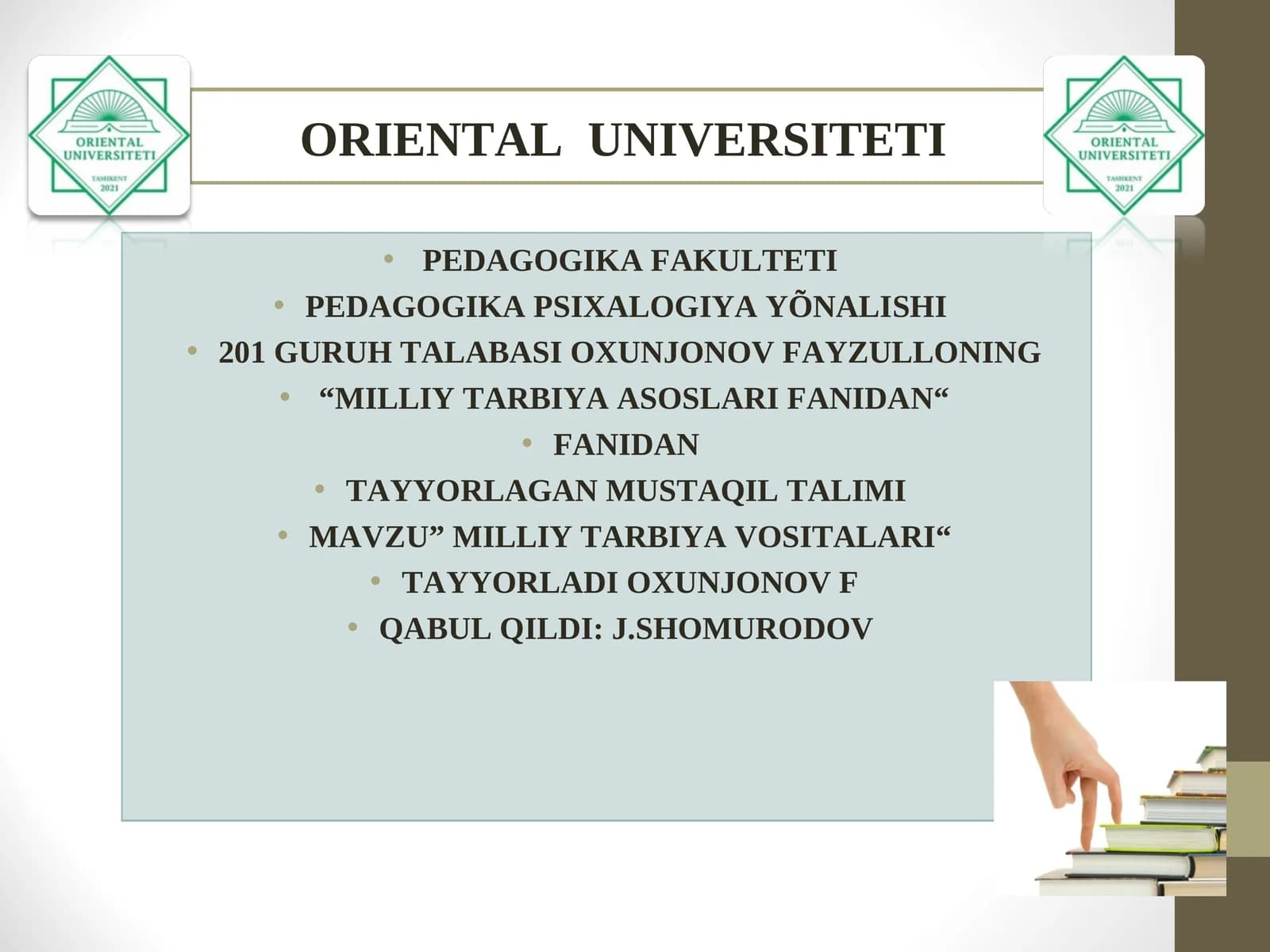 "MILLIY TARBIYA VOSITALARI"