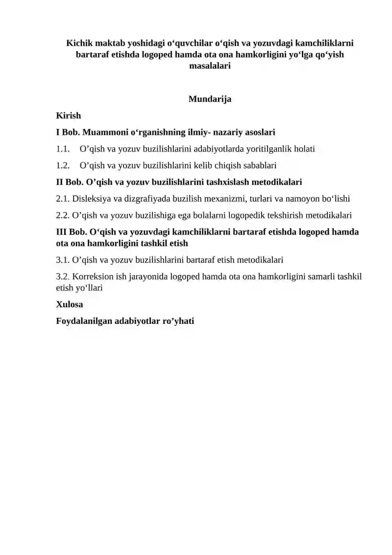 Kamchiliklarni bartaraf etishda logoped va ota ona hamkorligi