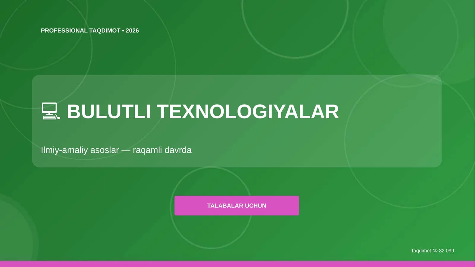 Bulutli texnologiyalar: ilmiy-amaliy asoslar (raqamli davrda) [talabalar uchun]