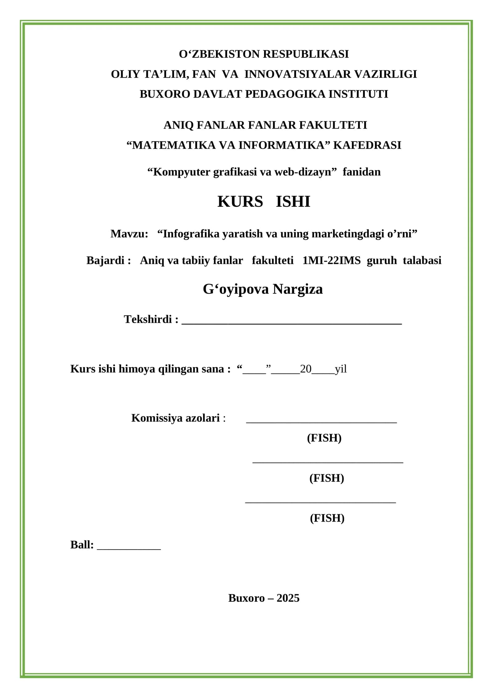 Infografika yaratish va uning marketingdagi o’rni
