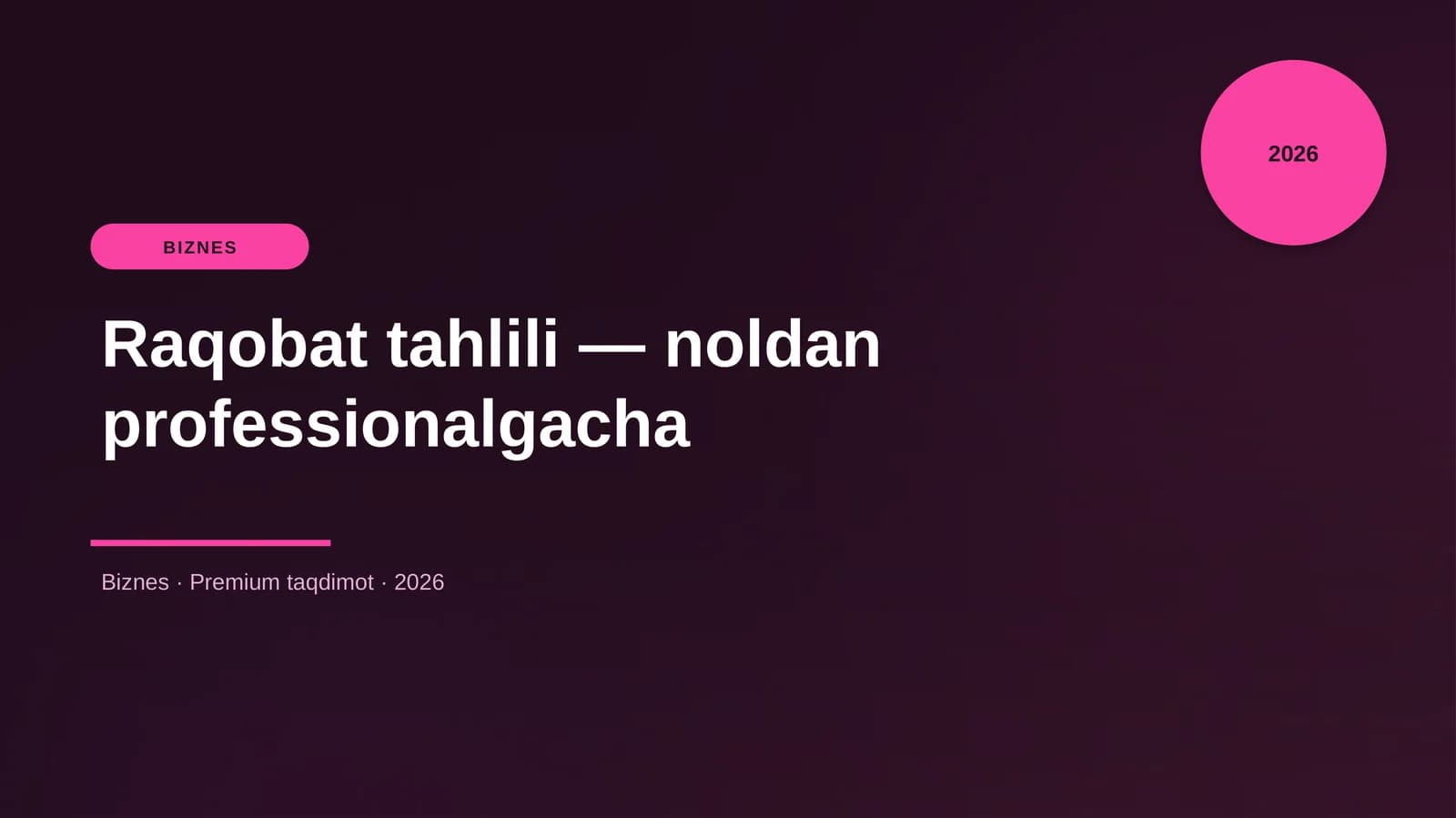 Raqobat tahlili — noldan professionalgacha