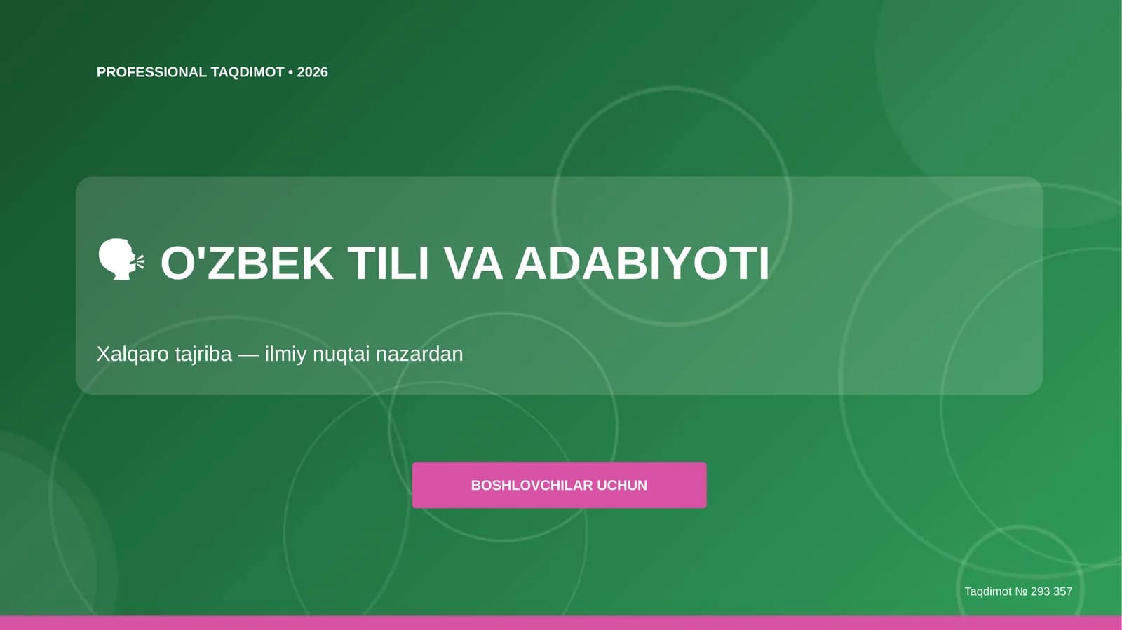 O'ZBEK TILI VA ADABIYOTI