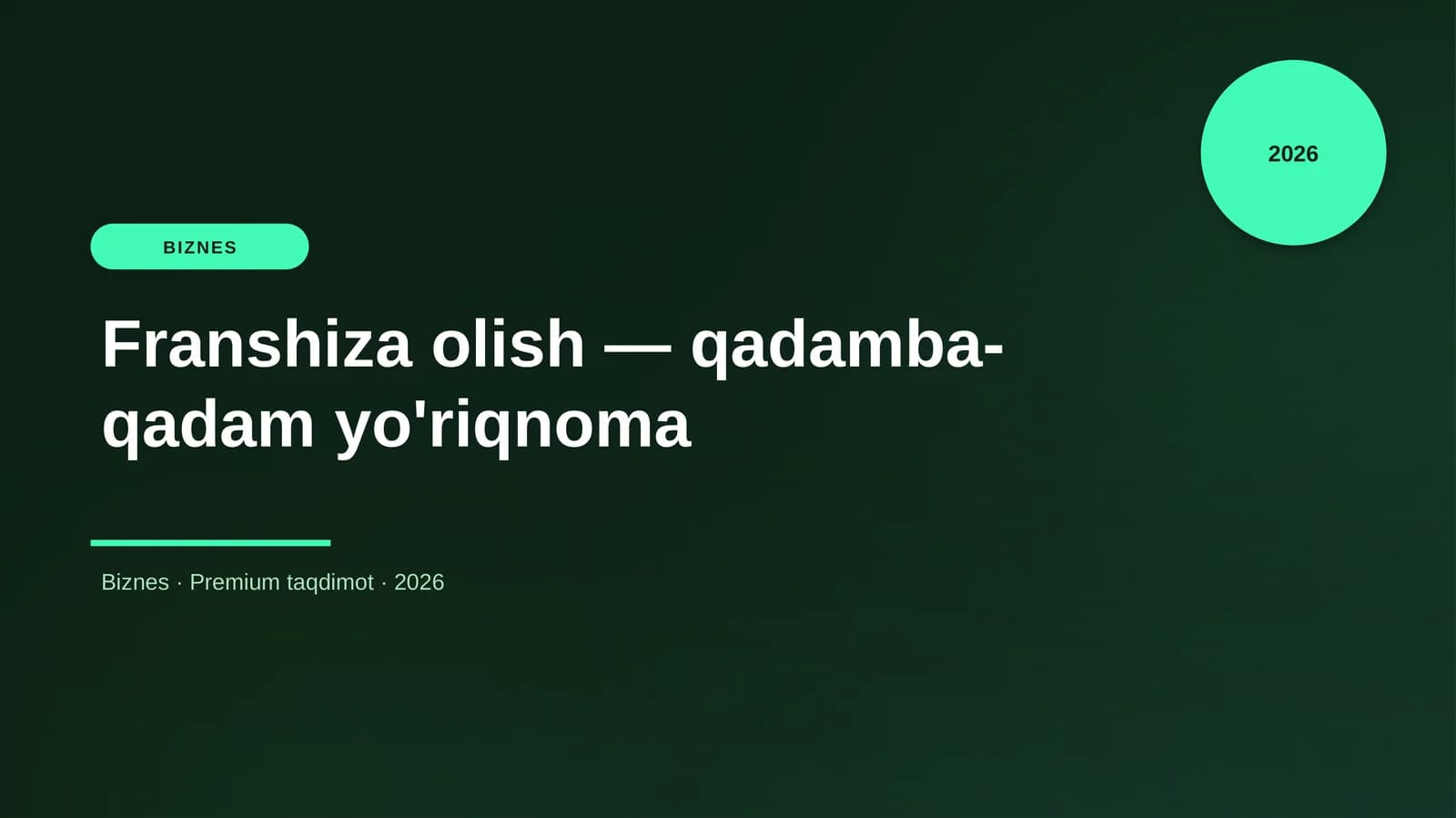 Franshiza olish — qadamba-qadam yo'riqnoma