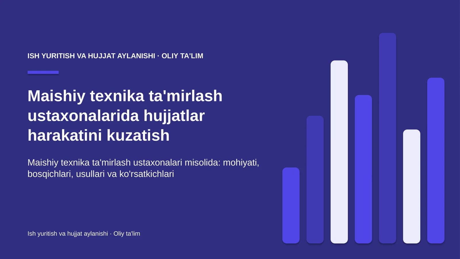 Maishiy texnika ta'mirlash ustaxonalarida hujjatlar harakatini kuzatish