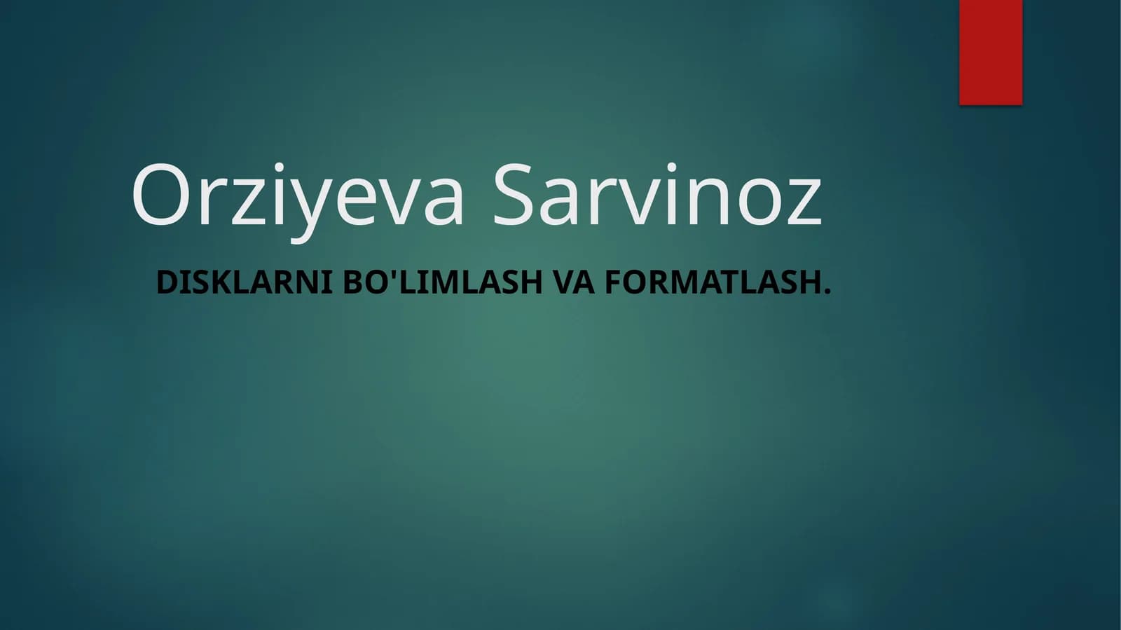 Disklar ni bo'limlash va formatlash