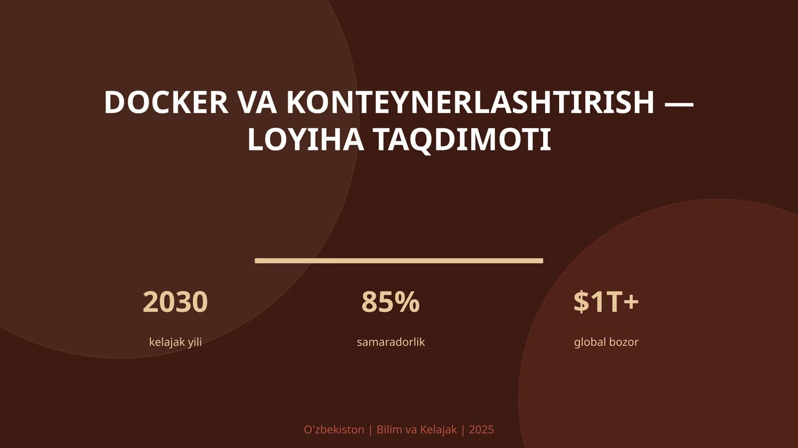 Docker va konteynerlashtirish — loyiha taqdimoti