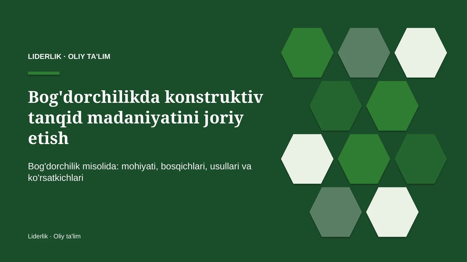 Konstruktiv tanqid madaniyatini joriy etish: mohiyati