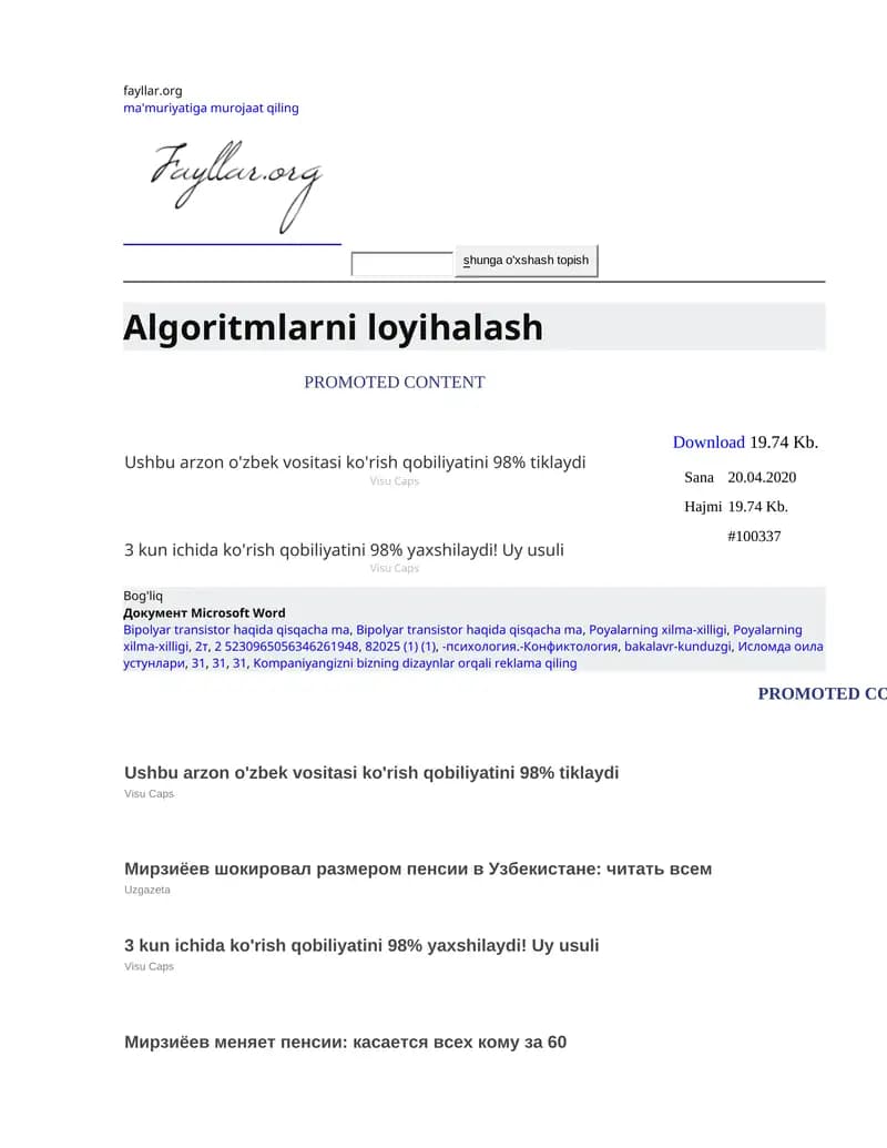 Algoritmlarni loyihalash