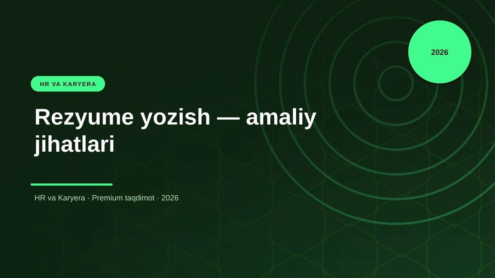 Rezyume yozish — amaliy jihatlari