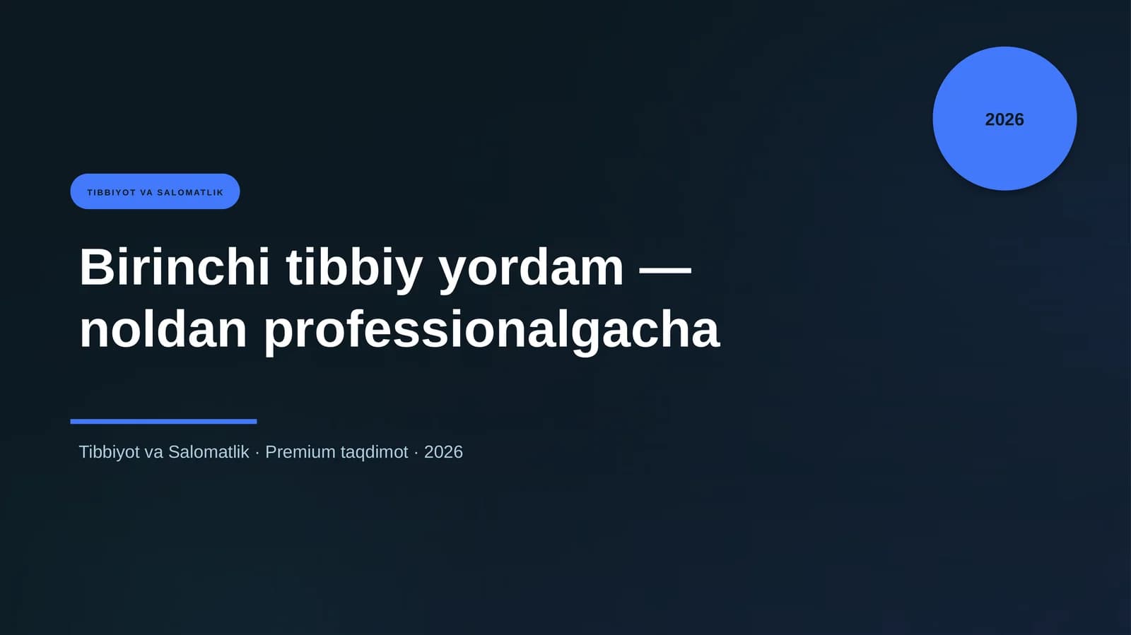 Birinchi tibbiy yordam — noldan professionalgacha