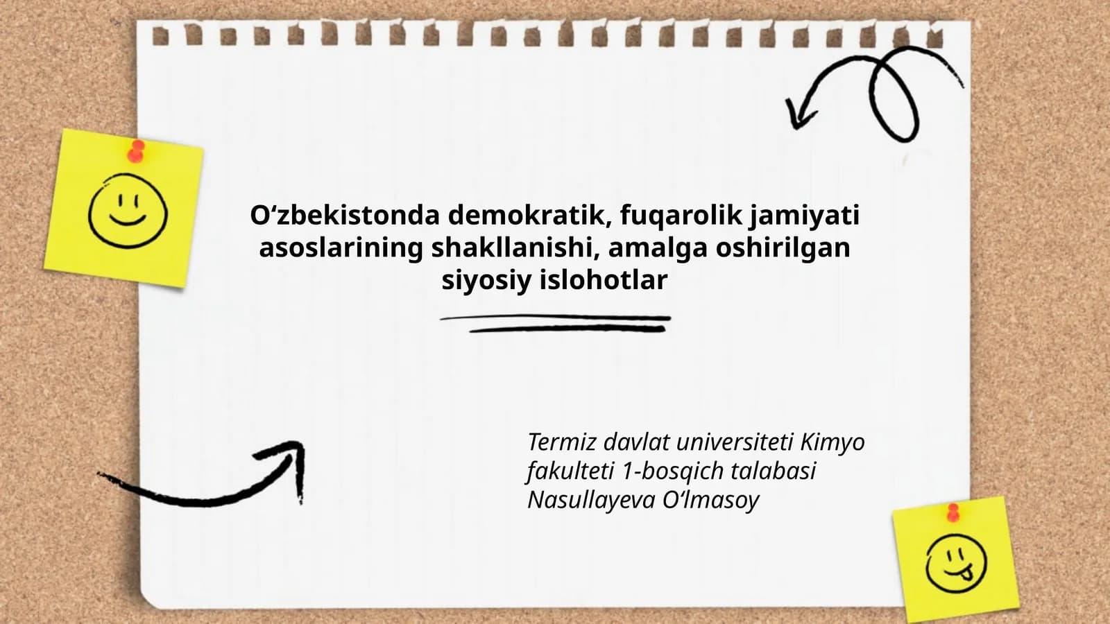 Kimyo fakulteti 1-bosqich talabasi Nasullayeva Oʻlmasoy