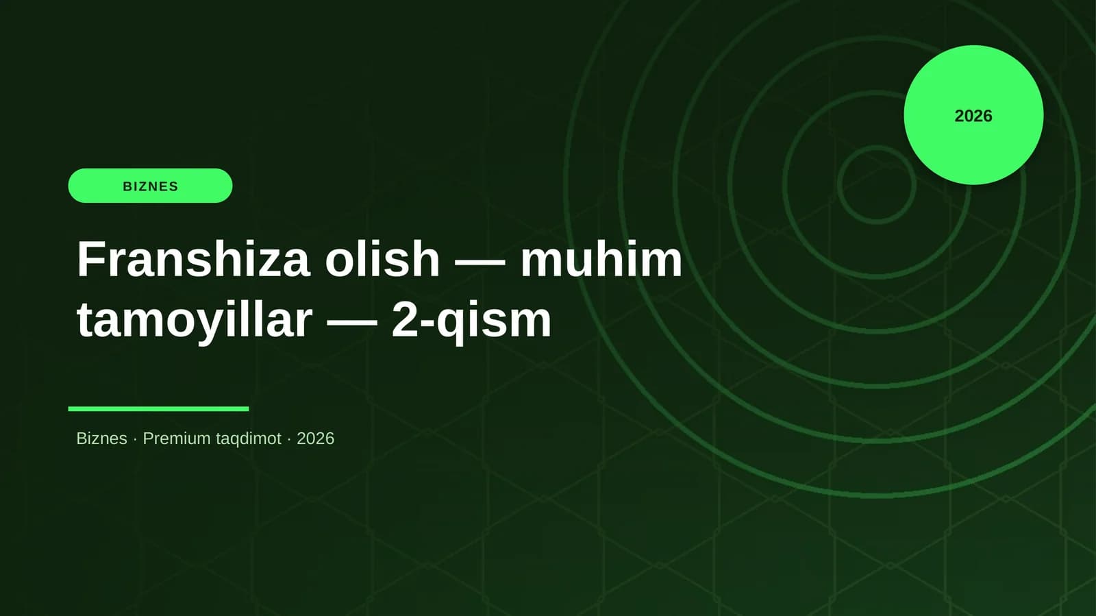 Franshiza olish — muhim tamoyillar — 2-qism
