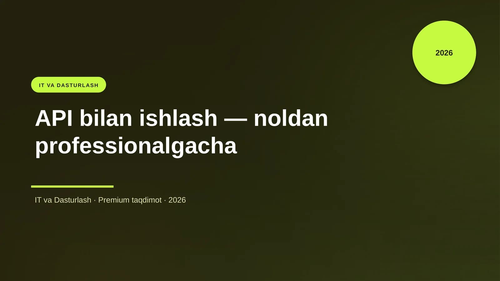 API bilan ishlash — noldan professionalgacha