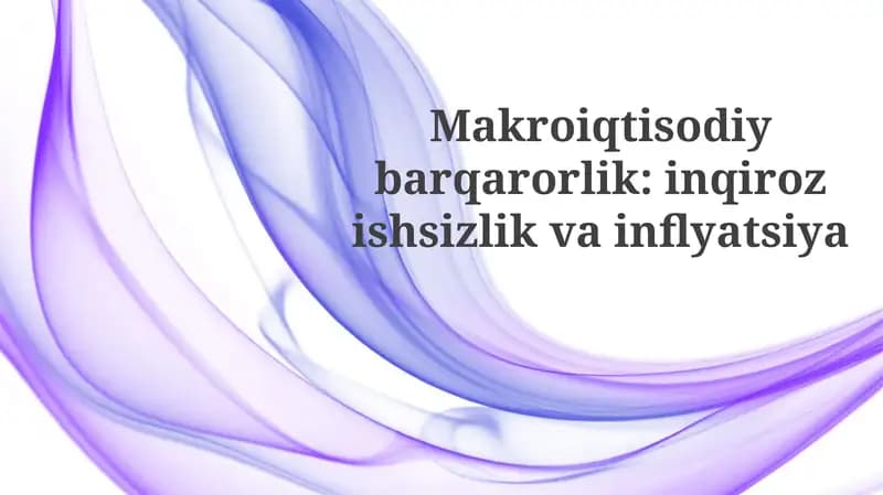 Makroiqtisodiy Barqarorlik: Inqirozishsizlik va Inflyatsiya