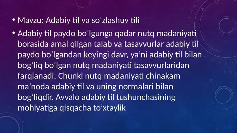 Adabiy Til Haqida