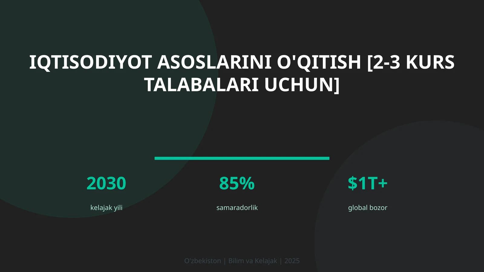 Iqtisodiyot asoslarini o'qitish [2-3 kurs talabalari uchun]