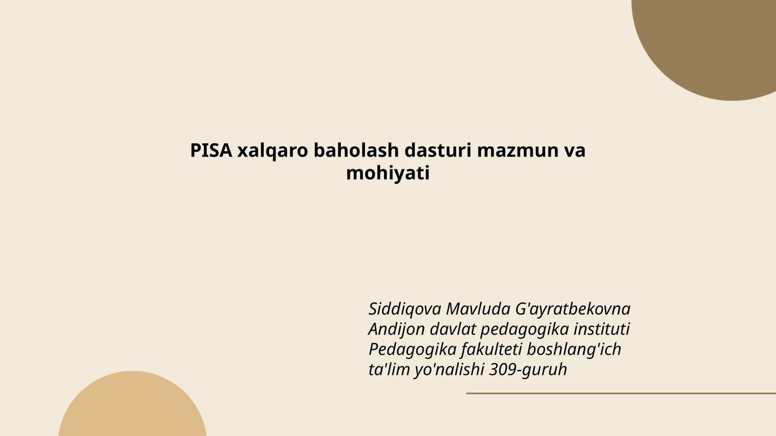 PISA xalqaro baholash dasturi mazmun va mohiyati