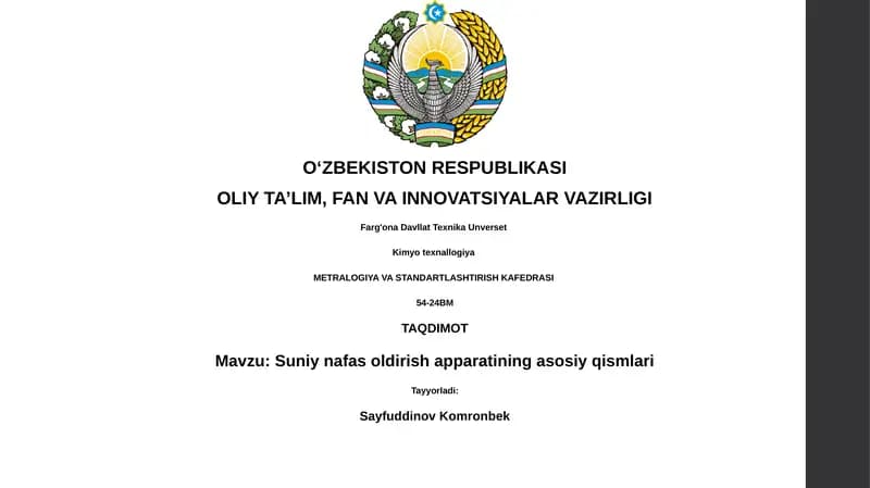 Suniy nafas oldirish apparati