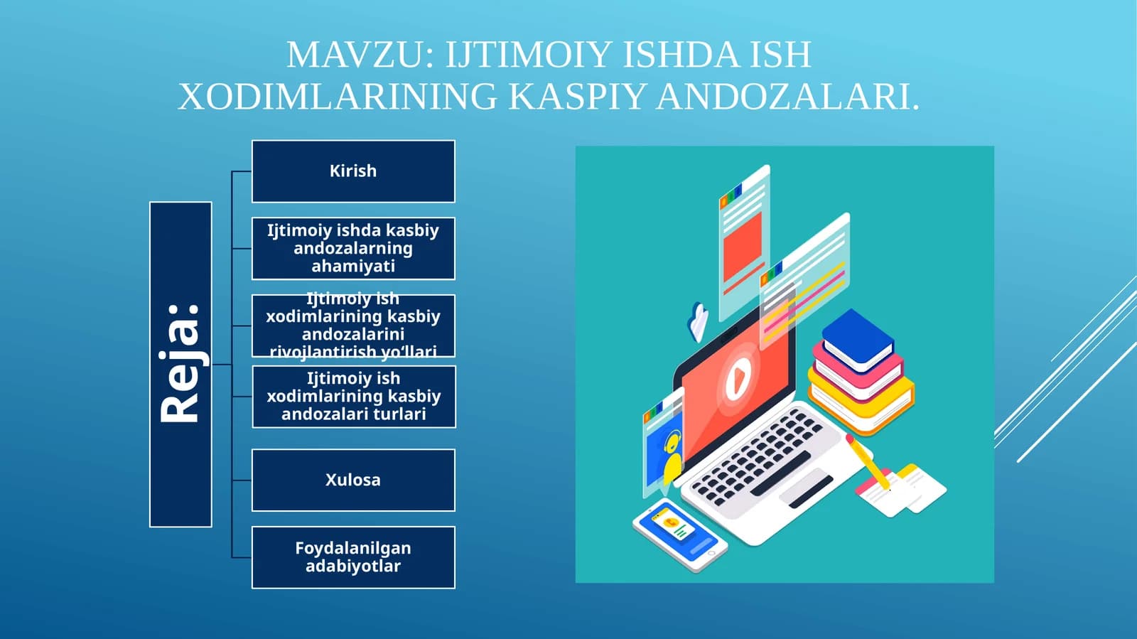 ijtimoiy ishda Ish xodimlarining kaspiy andozalari.