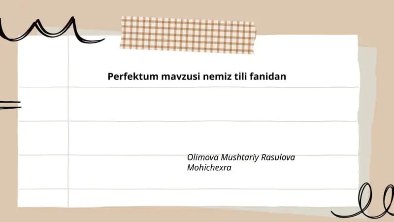 Perfektum mavzusi nemiz tili fanidan