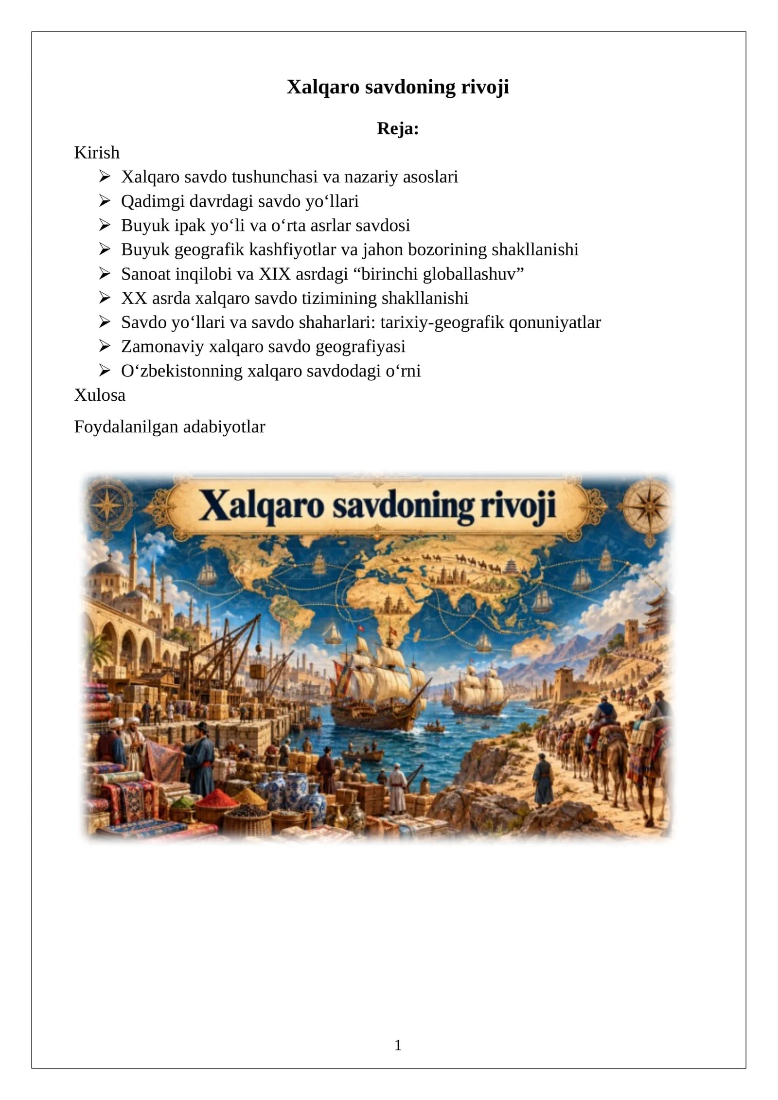 Xalqaro savdoning rivoji