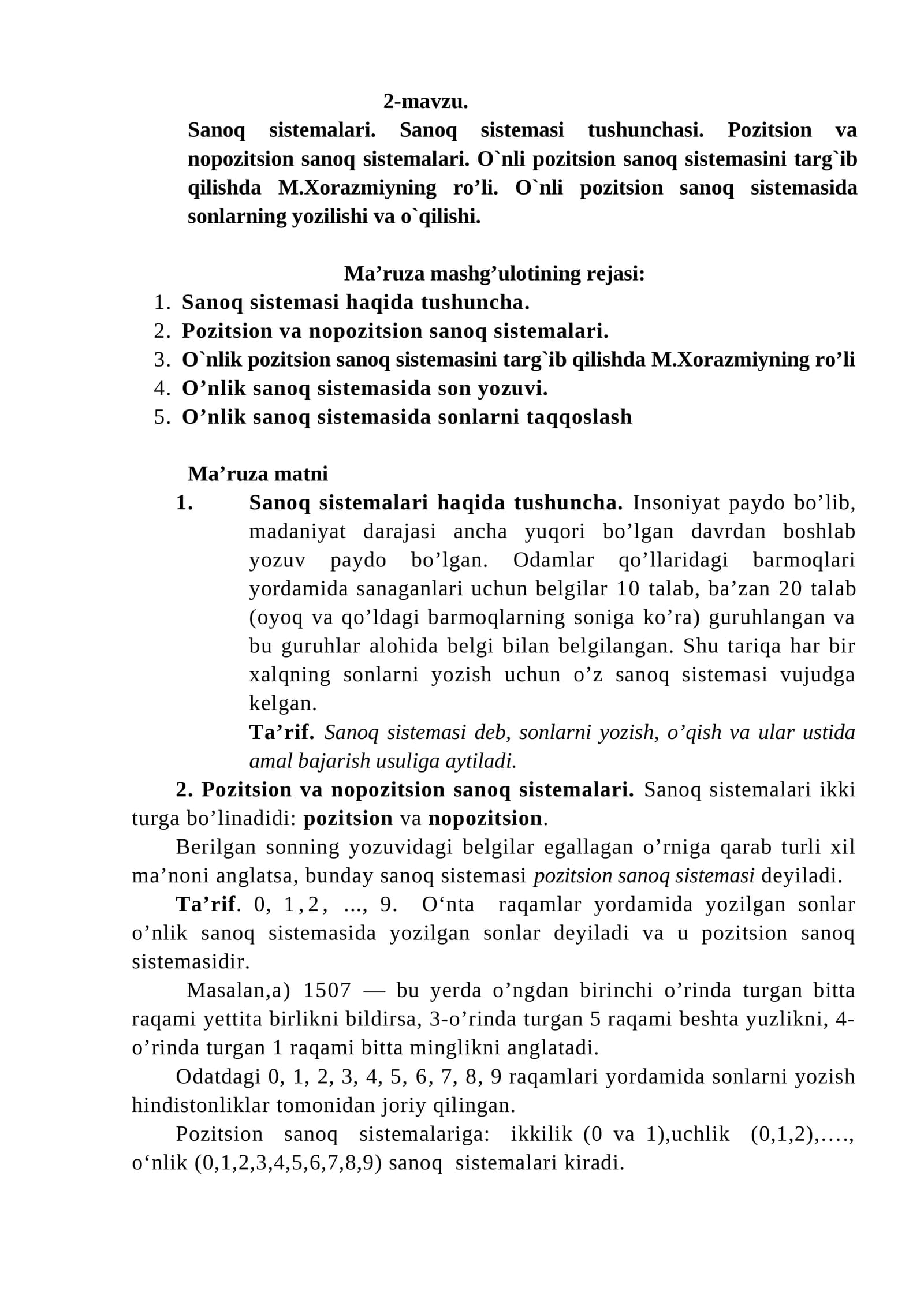 Sanoq sistemalari