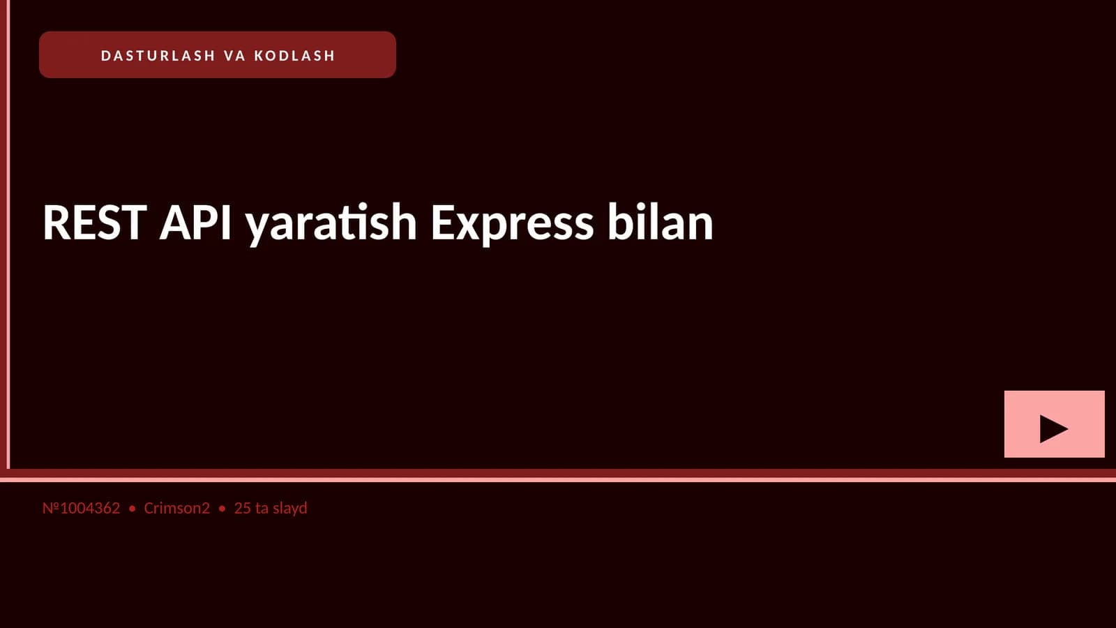 REST API yaratish Express bilan