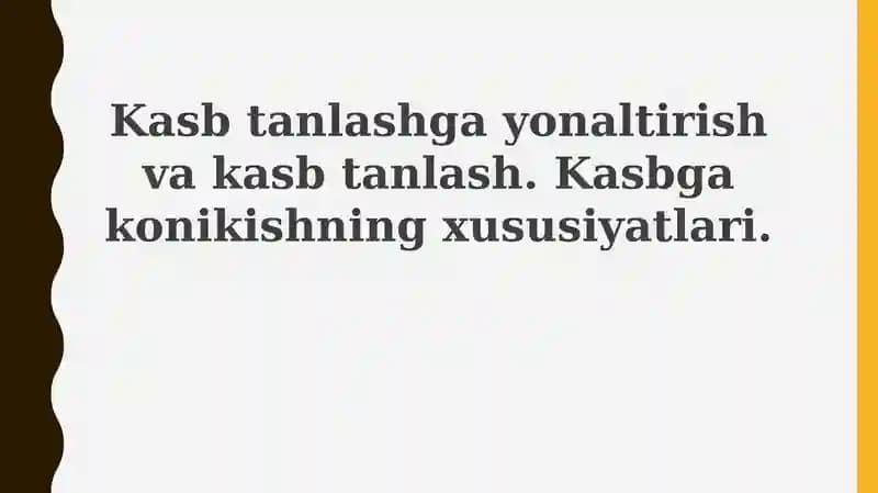 Kasbtanlash va kasbiy rivojlanish