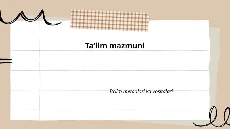 Ta'lim mazmunining nazariy va metodologik asoslari