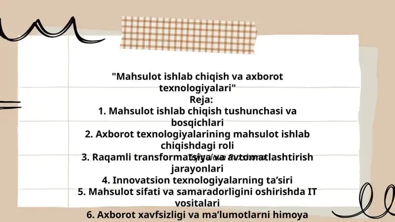 Mahsulot ishlab chiqish va axborot texnologiyalari