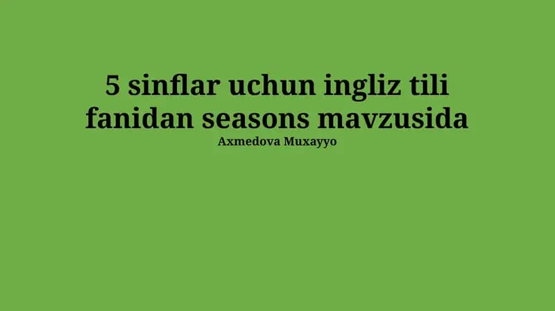 Seasons mavzusida