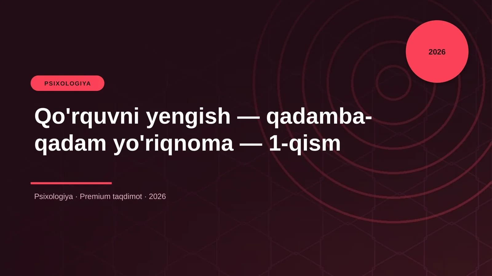 Qo'rquvni yengish — qadamba-qadam yo'riqnoma — 1-qism