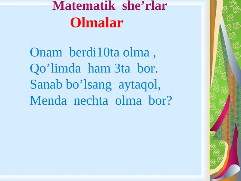 Matematik she’rlar